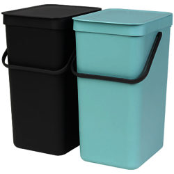 Brabantia Sort & Go Built-In Bin, Grey / Mint, 2 x 16L